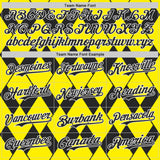 Custom Light Yellow Black-White Geometric Diamond Grid Rhombus Authentic Baseball Jersey