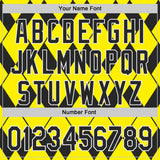 Custom Light Yellow Black-White Geometric Diamond Grid Rhombus Authentic Baseball Jersey