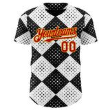Custom Black Red White-Gold Geometric Diamond Grid Rhombus Polka Dots Authentic Baseball Jersey