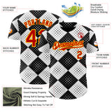 Custom Black Red White-Gold Geometric Diamond Grid Rhombus Polka Dots Authentic Baseball Jersey