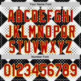 Custom Black Red White-Gold Geometric Diamond Grid Rhombus Polka Dots Authentic Baseball Jersey