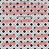 Custom White Black-Red Geometric Diamond Grid Rhombus Authentic Baseball Jersey