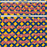 Custom US Navy Blue Red Gold-White Geometric Diamond Grid Rhombus Authentic Baseball Jersey
