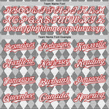 Custom White Black-Red Geometric Diamond Grid Rhombus Authentic Baseball Jersey