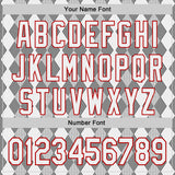 Custom White Black-Red Geometric Diamond Grid Rhombus Authentic Baseball Jersey
