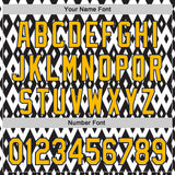 Custom White Gold Black-Navy Geometric Diamond Grid Rhombus Authentic Baseball Jersey