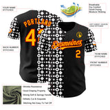 Custom Black Gold White-Red Geometric Diamond Grid Rhombus Authentic Baseball Jersey