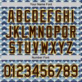 Custom White Brown Blue-Gold Geometric Diamond Grid Rhombus Authentic Baseball Jersey