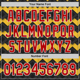 Custom Black Red Yellow-White Geometric Diamond Grid Rhombus Authentic Baseball Jersey