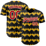 Custom Black Red Yellow-White Geometric Diamond Grid Rhombus Authentic Baseball Jersey