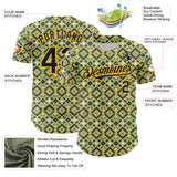 Custom Green Navy-Gold Geometric Diamond Grid Rhombus Authentic Baseball Jersey