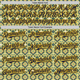 Custom Green Navy-Gold Geometric Diamond Grid Rhombus Authentic Baseball Jersey
