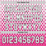 Custom White Pink-Black Geometric Diamond Grid Rhombus Authentic Baseball Jersey