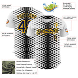 Custom White Navy Black-Gold Geometric Diamond Grid Rhombus Authentic Baseball Jersey