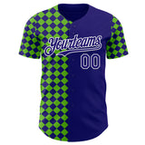 Custom Dark Purple Green-White Geometric Diamond Grid Rhombus Authentic Baseball Jersey