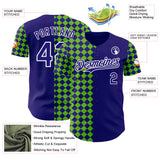 Custom Dark Purple Green-White Geometric Diamond Grid Rhombus Authentic Baseball Jersey