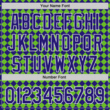 Custom Dark Purple Green-White Geometric Diamond Grid Rhombus Authentic Baseball Jersey