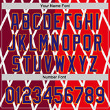 Custom White Dark Purple Red-Bay Orange Geometric Diamond Grid Rhombus Authentic Baseball Jersey