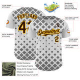 Custom White Brown Black-Gold Geometric Diamond Grid Rhombus Authentic Baseball Jersey