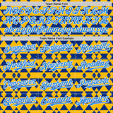 Custom Gold Electric Blue Royal-White Geometric Diamond Grid Rhombus Authentic Baseball Jersey