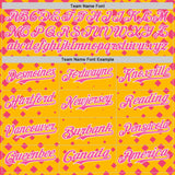 Custom Gold Pink-White Geometric Diamond Grid Rhombus Authentic Baseball Jersey