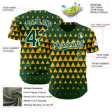 Custom Green Gold-White Geometric Diamond Grid Rhombus Authentic Baseball Jersey