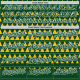 Custom Green Gold-White Geometric Diamond Grid Rhombus Authentic Baseball Jersey