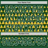 Custom Green Gold-White Geometric Diamond Grid Rhombus Authentic Baseball Jersey
