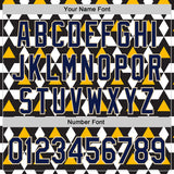 Custom Black Navy White Gold-Cream Geometric Diamond Grid Rhombus Authentic Baseball Jersey