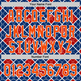 Custom US Navy Blue Orange Red-White Geometric Diamond Grid Rhombus Authentic Baseball Jersey