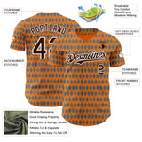 Custom Orange Brown Gray-White Geometric Diamond Grid Rhombus Authentic Baseball Jersey