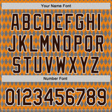 Custom Orange Brown Gray-White Geometric Diamond Grid Rhombus Authentic Baseball Jersey