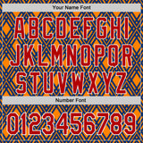 Custom Orange Red Blue-White Geometric Diamond Grid Rhombus Authentic Baseball Jersey