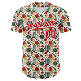 Custom White-Red Foodie Fruit Authentic Baseball Jersey