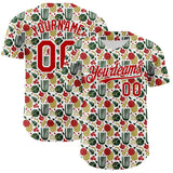 Custom White-Red Foodie Fruit Authentic Baseball Jersey