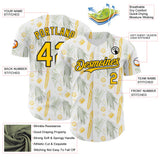 Custom White Yellow-Black Foodie Corn Authentic Baseball Jersey