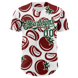 Custom White-Green Foodie Tomato Authentic Baseball Jersey