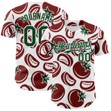 Custom White-Green Foodie Tomato Authentic Baseball Jersey
