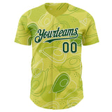 Custom Green-White Foodie Avocado Authentic Baseball Jersey