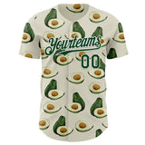Custom Cream Green-White Foodie Avocado Authentic Baseball Jersey