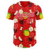 Custom Fire Red-White Foodie Apples & Pears Authentic Baseball Jersey