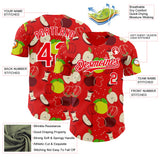 Custom Fire Red-White Foodie Apples & Pears Authentic Baseball Jersey