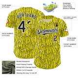 Custom Yellow Black-White Foodie Fries Authentic Baseball Jersey