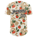 Custom Cream-Black Foodie Tomato Pasta Authentic Baseball Jersey