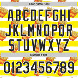 Custom Yellow Black-White Foodie Fries Authentic Baseball Jersey