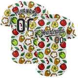 Custom White-Black Foodie Bell Pepper Authentic Baseball Jersey