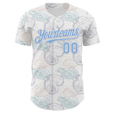 Custom White-Light Blue Foodie Oysters Authentic Baseball Jersey
