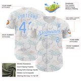 Custom White-Light Blue Foodie Oysters Authentic Baseball Jersey