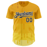 Custom Yellow Black-White Foodie Cheese Authentic Baseball Jersey
