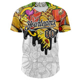 Custom White-Black Foodie American Cuisine Fast Food Burger Fries & Pizza Authentic Baseball Jersey